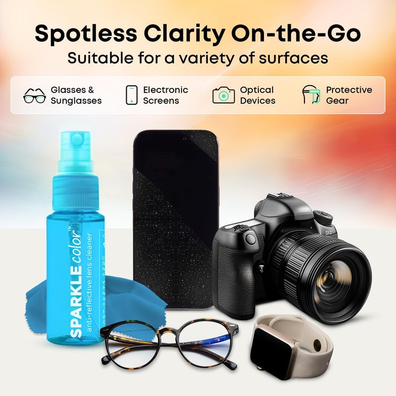 OPTIPAK Sparkle Anti-Reflective Safe Lens Cleaner Spray Kit - (2) 1oz Glasses Cleaner Bottle & (2) Microfiber Cloth for Eyeglasses, Sunglasses, Lenses, Screens and Camera Cleaning Kit (4 Piece Set) - Image 2